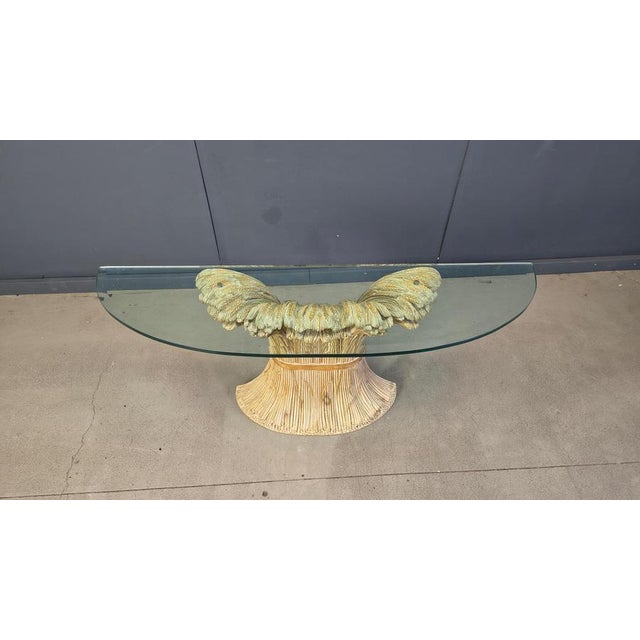 Sculpted wooden sheaf of wheat console table by Franco Chelini. Beautiful and elegant italian piece of furniture. Beveled...