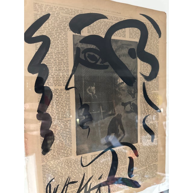1970s 1970s Peter Keil Early Cubist Profile Painting on Newsprint For Sale - Image 5 of 6