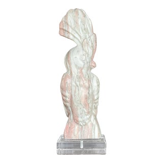 Vintage Coastal Pink Marble Cockatoo Sculpture For Sale