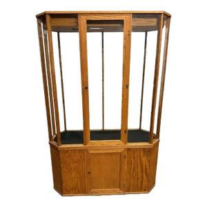 Vintage Oak Glass Display Cabinet