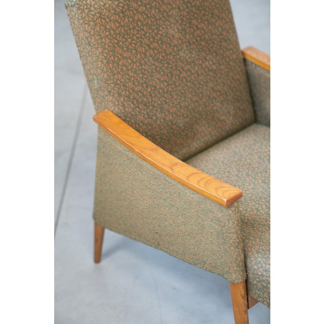 Brown Set of Vintage Armchairs in Oak Wood and Embossed Fabric, Former Czechoslovakia, 1970s For Sale - Image 8 of 18