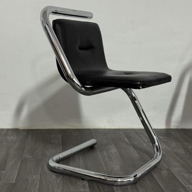 Black Chrome Tubular Steel Armchairs by Luigi Bardini, 1970s, Set of 2 For Sale - Image 8 of 12
