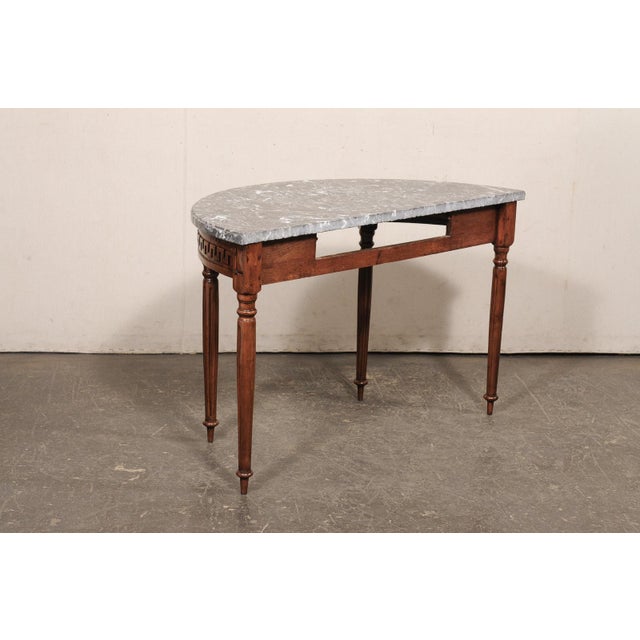 Early 19th C. French Marble Top Demi-Lune For Sale - Image 10 of 12