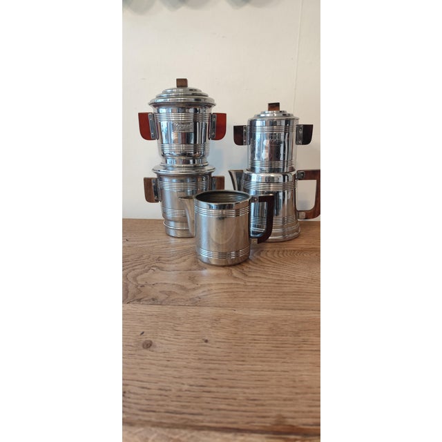 Silver Vintage French Mokavar Chromed Copper Coffee Maker by E. Havard & Fils, 1950s, Set of 5 For Sale - Image 8 of 12