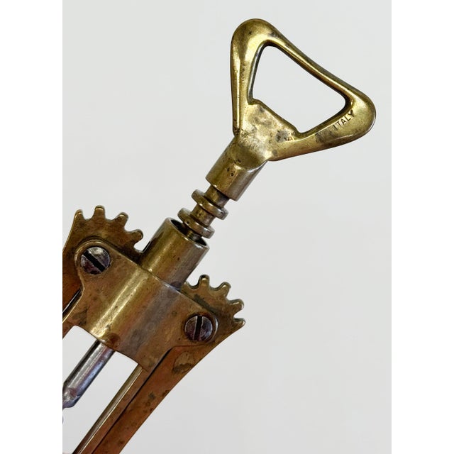 Mid 20th Century Vintage Italian Brass Corkscrew Wine Bottle Opener For Sale - Image 5 of 5