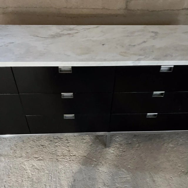 1960s Knoll Credenza Ebonized Wood Marble Florence Knoll Design For Sale - Image 9 of 10