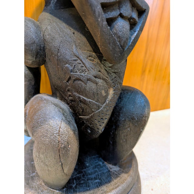 1940s-1950s Borneo Ancestral Figure Wood Stool | Dayak Tribe For Sale - Image 9 of 9