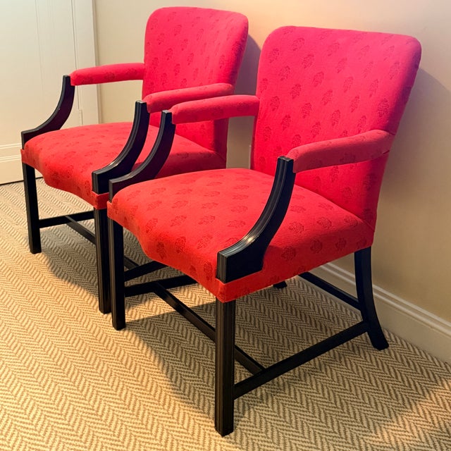 2010s Pair of Rose Tarlow Melrose House Chippendale Arm Chairs For Sale - Image 5 of 7