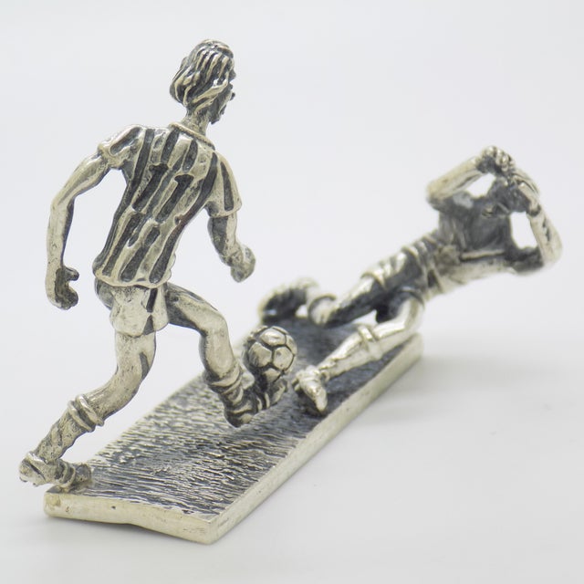 Vintage Italian Penalty Kick Soccer Scene Figurine in Sterling Silver 925, Arezzo, 1980s For Sale - Image 3 of 13