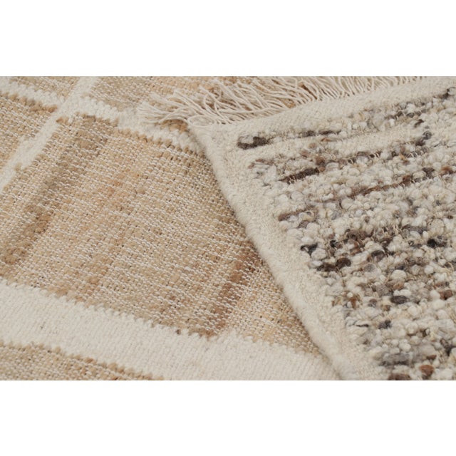 Textile Rug & Kilim’s Abstract Flatweave with Cream and Beige Geometric Patterns - 6x9 For Sale - Image 7 of 7