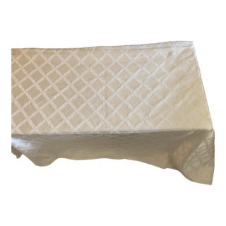 Lenox American by Design Laurel Leafs Tablecloth 69” X 120” Damask Fabric White For Sale