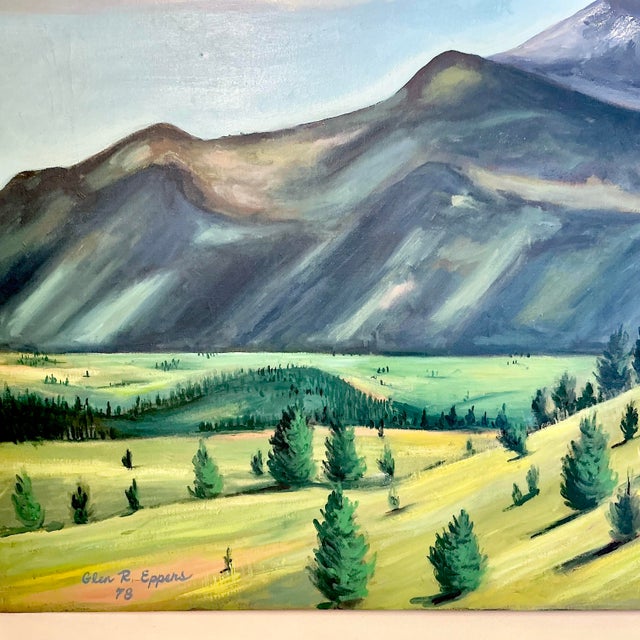 1978 Vintage Plein Air Pikes Peak Americana Landscape Original Oil Painting, Northwest View For Sale - Image 13 of 14