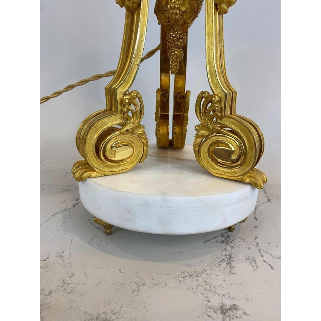 Gold Large Gilt Bronze and Marble Table Lamps, Set of 2 For Sale - Image 8 of 10