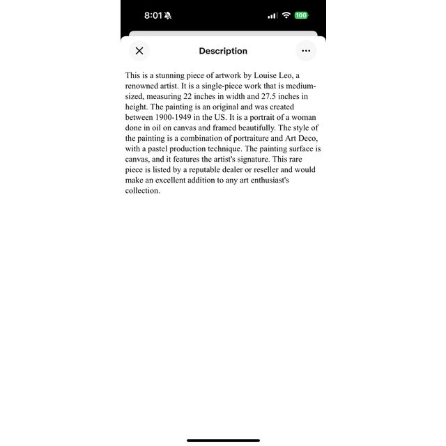 1930s 1938 Louis Leo Framed Portrait of a Beautiful Woman For Sale - Image 5 of 5