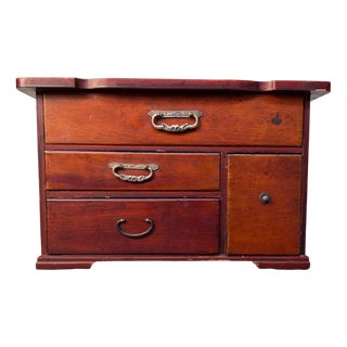 Small Japanese Drawer Cabinet in Reddish-Brown Wood, 1950s For Sale