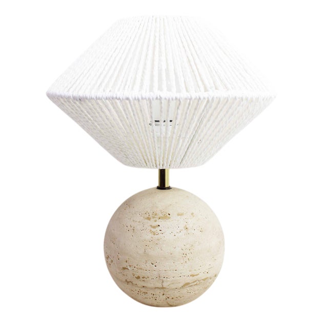 Travertine Table Lamp, 1970s For Sale