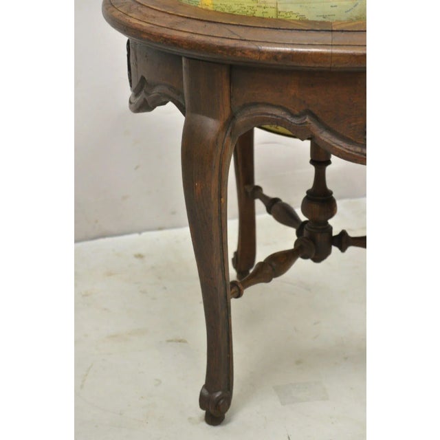 Mid 20th Century Replogle Globes French Country Provincial Style Revolving Floor Globe Oak Stand For Sale - Image 5 of 12