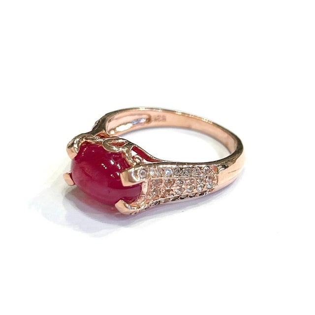 Bochic “Orient” Natural Ruby & Topaz Solitaire Ring Set In 18K Gold & Silver For Sale - Image 11 of 11