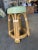 Mid-Century Modern 1950s Restored Single Stand Arched Rattan Vanity Stool with Teal Seat For Sale - Image 3 of 7