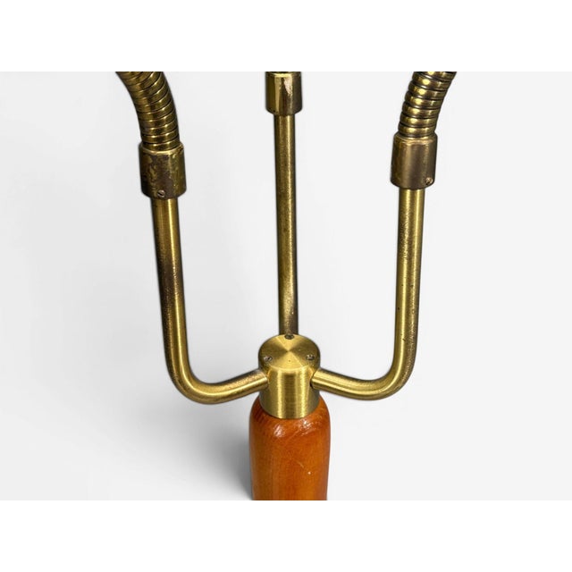1950s Swedish Modern, Floor Lamp, Stained Wood, Fabric, Sweden For Sale In New York - Image 6 of 13