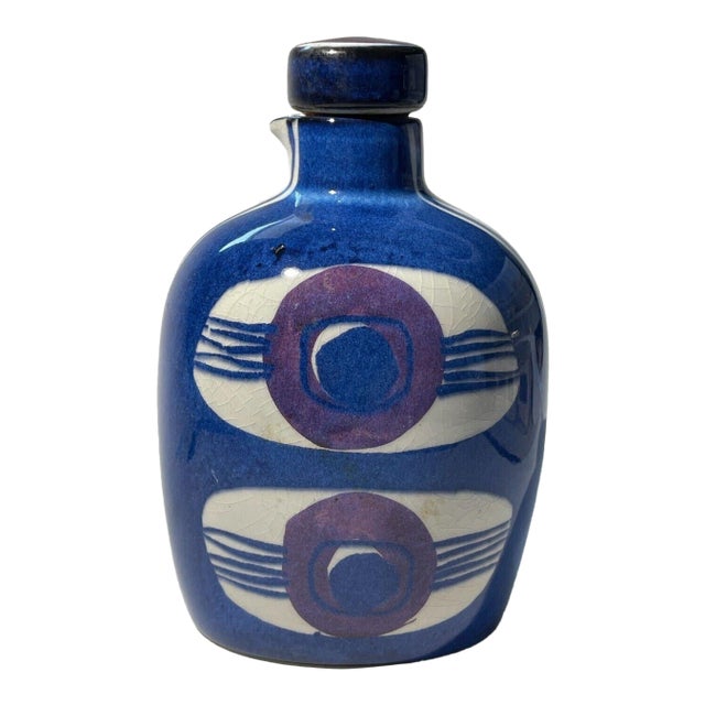 1960s Royal Copenhagen Tenera Faience Bottle by Inge-Lise Koefoed With Stopper For Sale