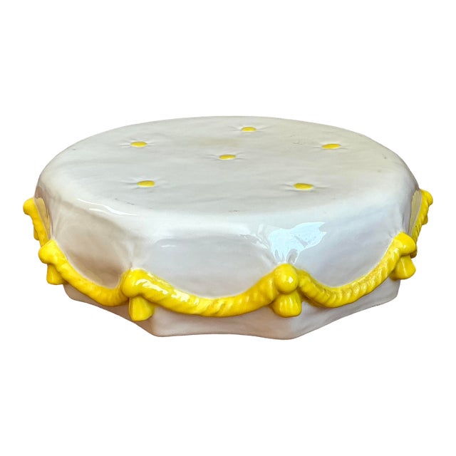 Vintage Glazed Ceramic Tufted Cushion For Sale