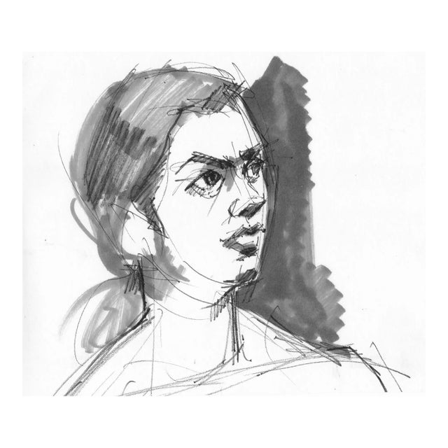 1980s John Reilly Female Portrait Watercolor For Sale