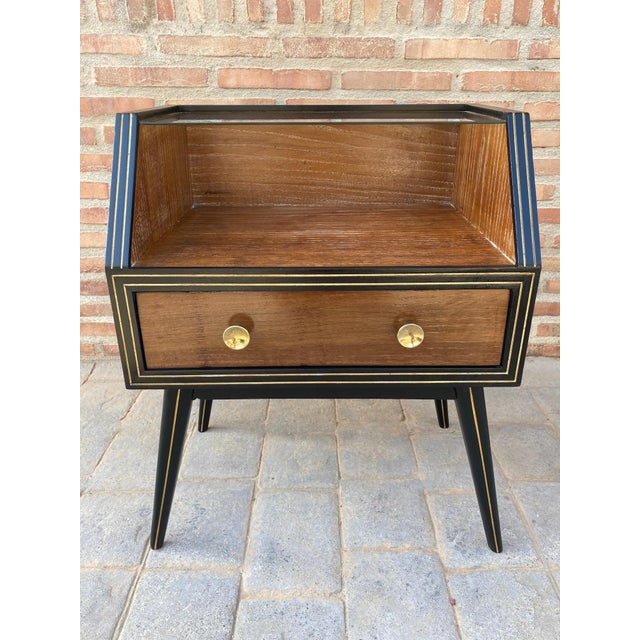 Mid 20th Century Mid Century Italian Nightstands with Glass, 1960s, Set of 2 For Sale - Image 5 of 18