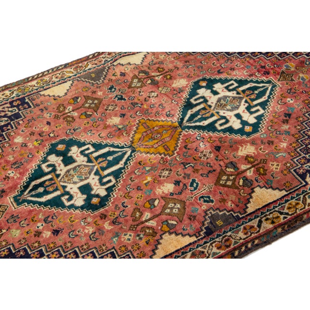 2010s Vintage Handmade Shiraz Wool Rug in Red With Allover Design For Sale - Image 5 of 9