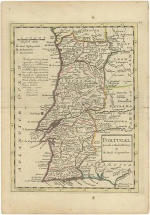 Antique Map of Portugal by Moll, 1727