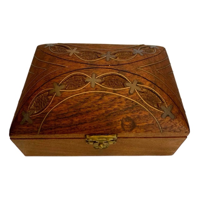 English Traditional Mixed Metal Inlay & Solid Wood Decorative Box For Sale