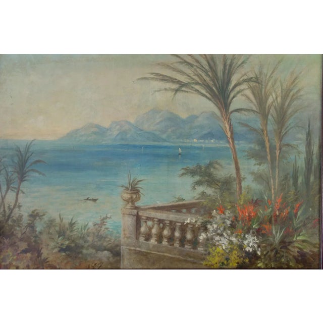 Antique Carved Oak Framed Mirror with Painting, 1920s For Sale - Image 16 of 18