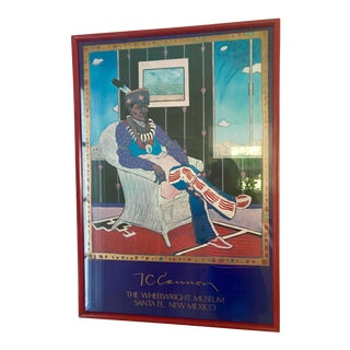 1970s Vintage Native American Tommy Wayne (T. C.) Cannon Wheelwright Museum Exhibition Color Lithograph Poster For Sale