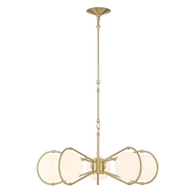Brass Gio 5-Light Modern Brass Statement Chandelier For Sale - Image 8 of 8