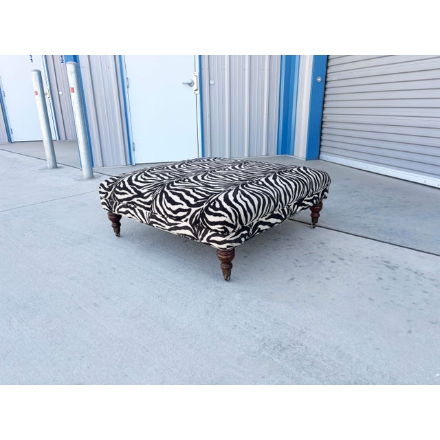 1960s Mid Century Large Zebra Ottoman For Sale - Image 4 of 9