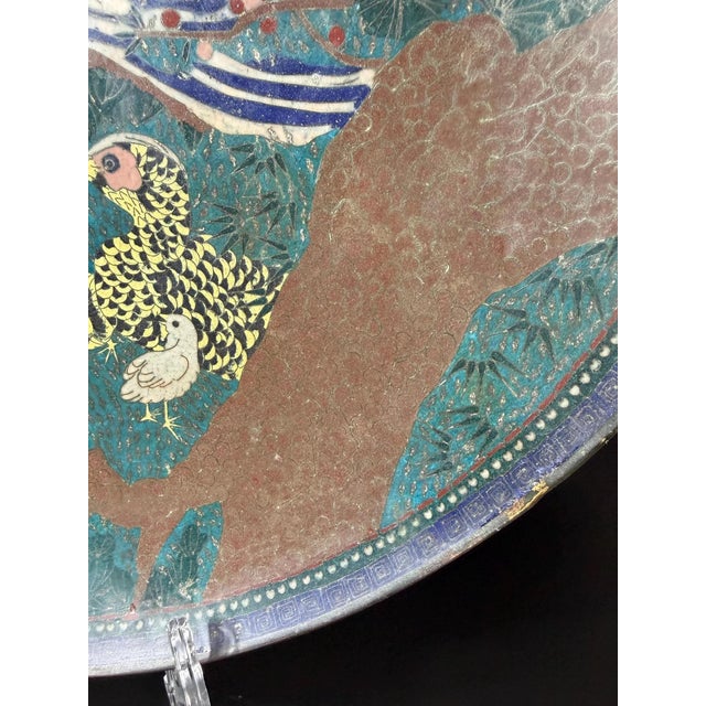 Japanese Cloisonné Charger with Pheasant and Chicks, Late 19th Century For Sale - Image 12 of 17