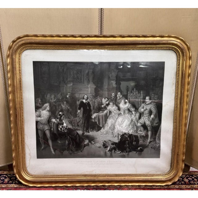 Pierre Cottin and Eduard Ender, Shakespeare at the Court of Elizabeth I, 1800s, Engraving on Paper For Sale - Image 10 of 10