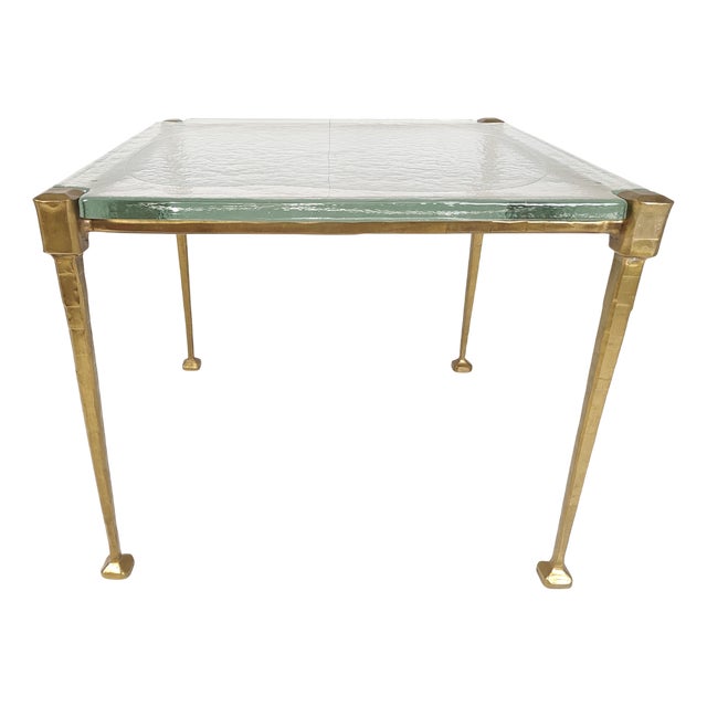 Bronze Table with Cast Crystal Glass by Lothar Klute, 1980s For Sale