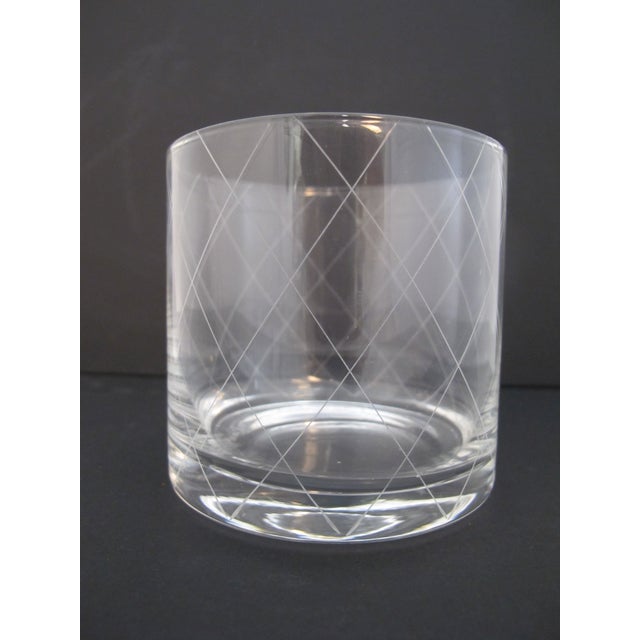 Transparent Tiffany & Co Crystal Diamond Criss Cross Double Old Fashioned Low Ball Glass Set For Sale - Image 8 of 8