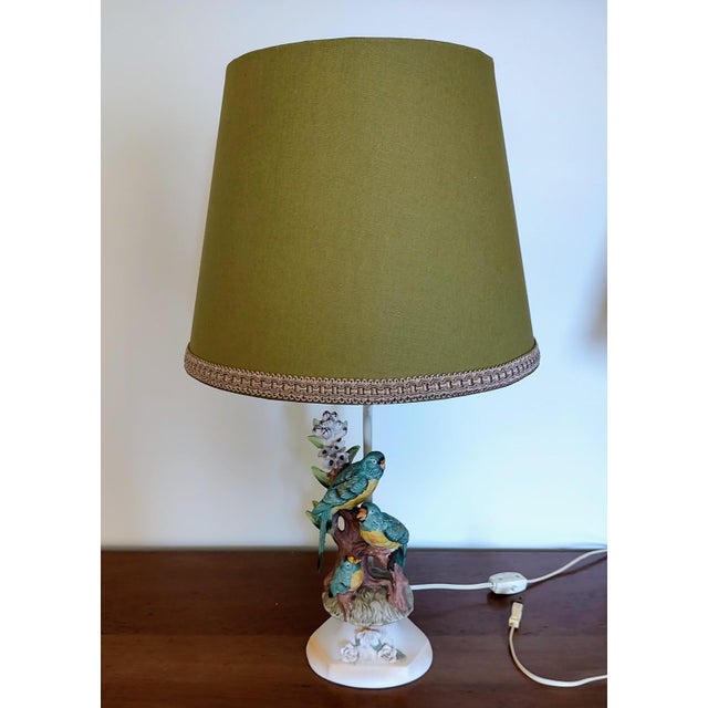 1970s Pair of Vintage Lamps With Porcelain Birds For Sale - Image 5 of 11