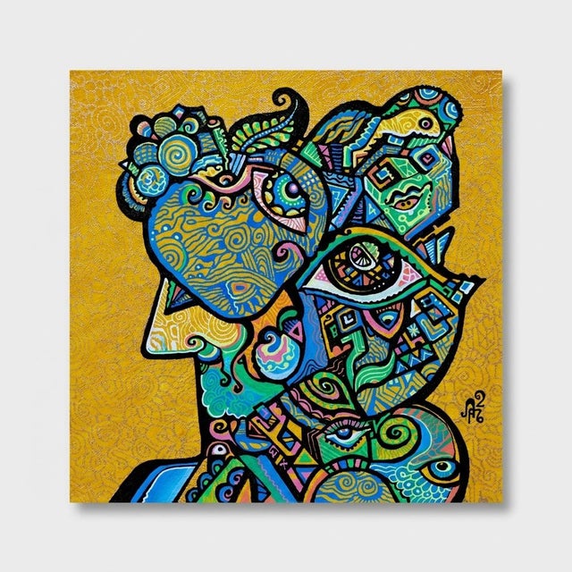 This is a one-of-a-kind original cubist painting by San Diego artist, Alexander Arshansky. Its dimensions are 12" x 12" x...