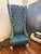 Contemporary Blue Velvet Wingback Armchair – Tufted High‑Back Accent Chair With Nailhead Trim For Sale - Image 3 of 7