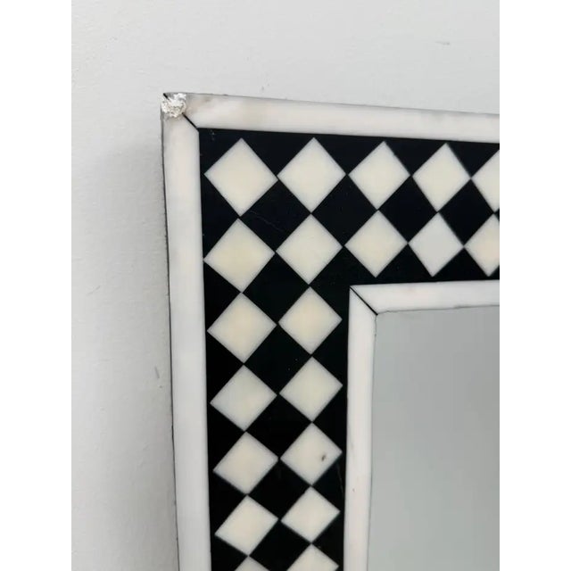 Art Deco Style Black & White Resin Diamond Design Wall or Console Mirror, a Pair For Sale - Image 10 of 11