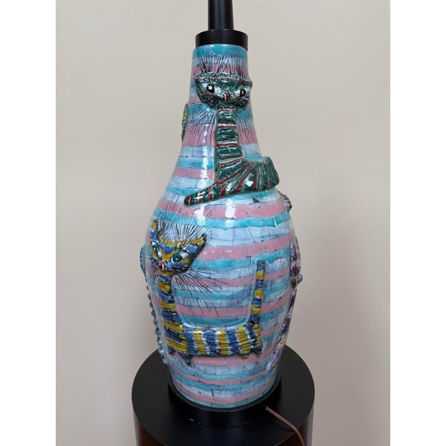 San Polo 1960s Italian Large Ceramic Cat Lamp Attributed to San Polo Venice For Sale - Image 4 of 18