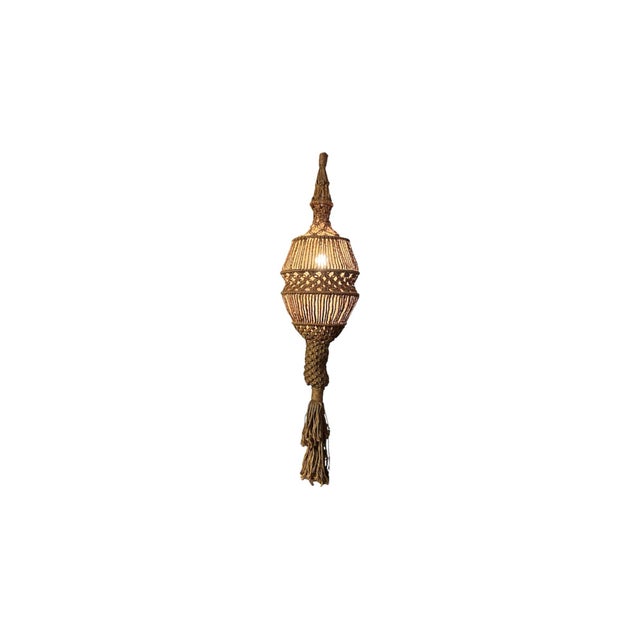 Monumental 63” Vintage Boho Macramé Swag Lamp Pendant Light Swag For Sale In Dallas - Image 6 of 9