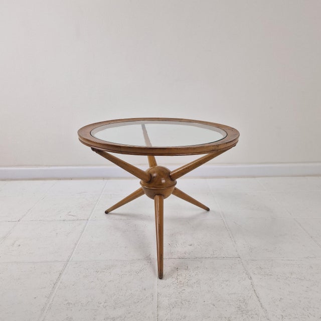 Mid-Century Modern Tripod Table in Wood and Glass attributed to Cesare Lacca, Italy, 1950s For Sale - Image 4 of 14