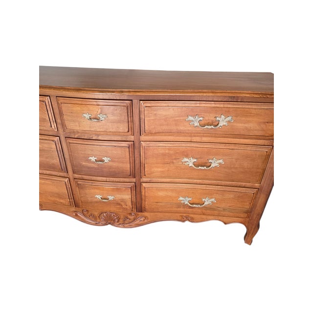 1990s 1990s Ethan Allen Legacy Maple 9 Drawer Triple Dresser French Country Chest Sideboard For Sale - Image 5 of 18