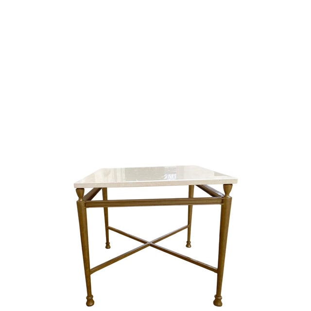 Contemporary Jerome Side Tables in Reed Brass Finish by Michael Taylor, Set of 2 For Sale - Image 3 of 4
