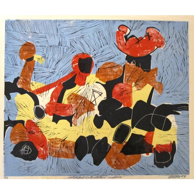 Clay Walker color woodcut 1959 Edition of 7 Image size 15 x 18 inches signed, titled, numbered and dated in pencil Meyer...