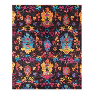 Pasargad Home Ikat Red Sari Silk Area Rug- 6' 7" X 7'11" For Sale